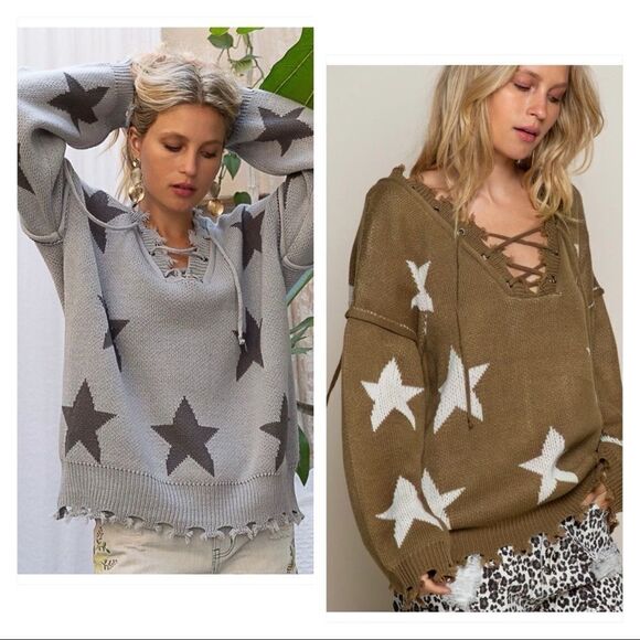 bohemian sweater with Lace up front and back. - Picture 10 of 15